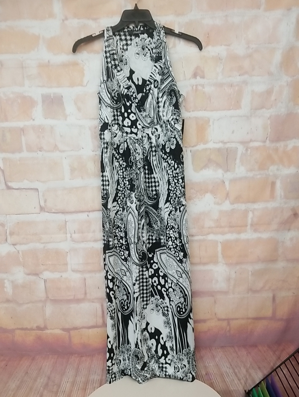 Essentials Black & White Paisley Maxi Dress - Brand Unspecified